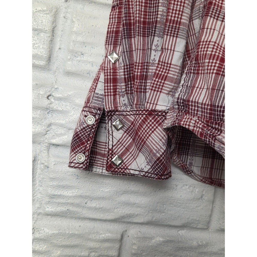 ARIAT Women's size Medium Snap up top Pearl snaps Plaid long sleeve Western - Picture 6 of 12